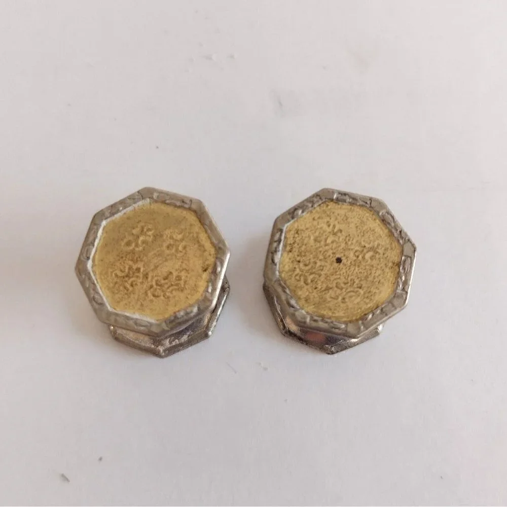 Antique Vintage Separable Links Snap Cufflinks Gold Silver Tone Octagon
